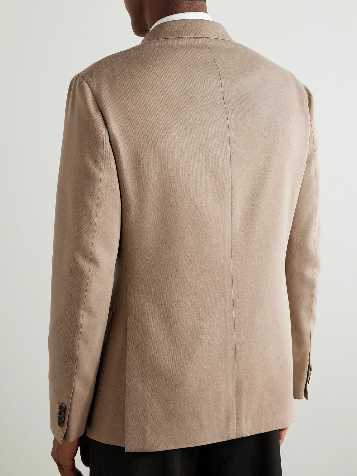 Brioni - Soffio Double-Breasted Silk-Twill Blazer - Neutrals
