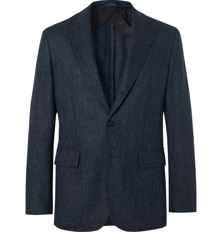 Photo: Polo Ralph Lauren - Navy Herringbone Wool Blazer - Blue