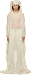 Rick Owens Off-White Hollywood Hooded Kaftan Pullover Coat