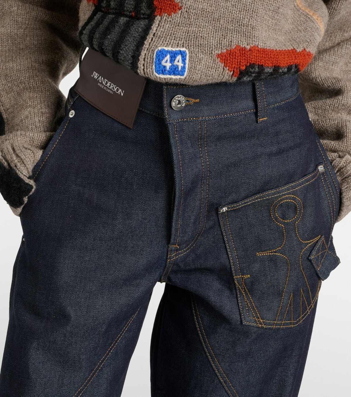 JW Anderson Embroidered high-rise straight jeans