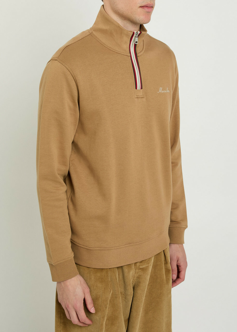 Moncler Logo-embroidered Cotton-blend Sweatshirt Beige