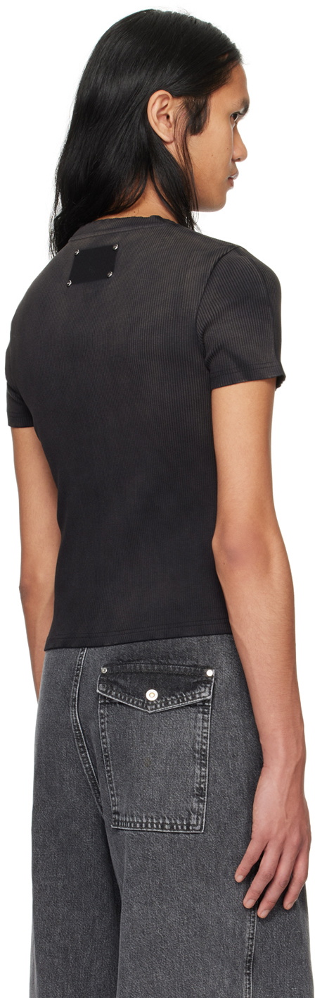 Dion Lee Black Sprayed Shrunken Rivet T-Shirt