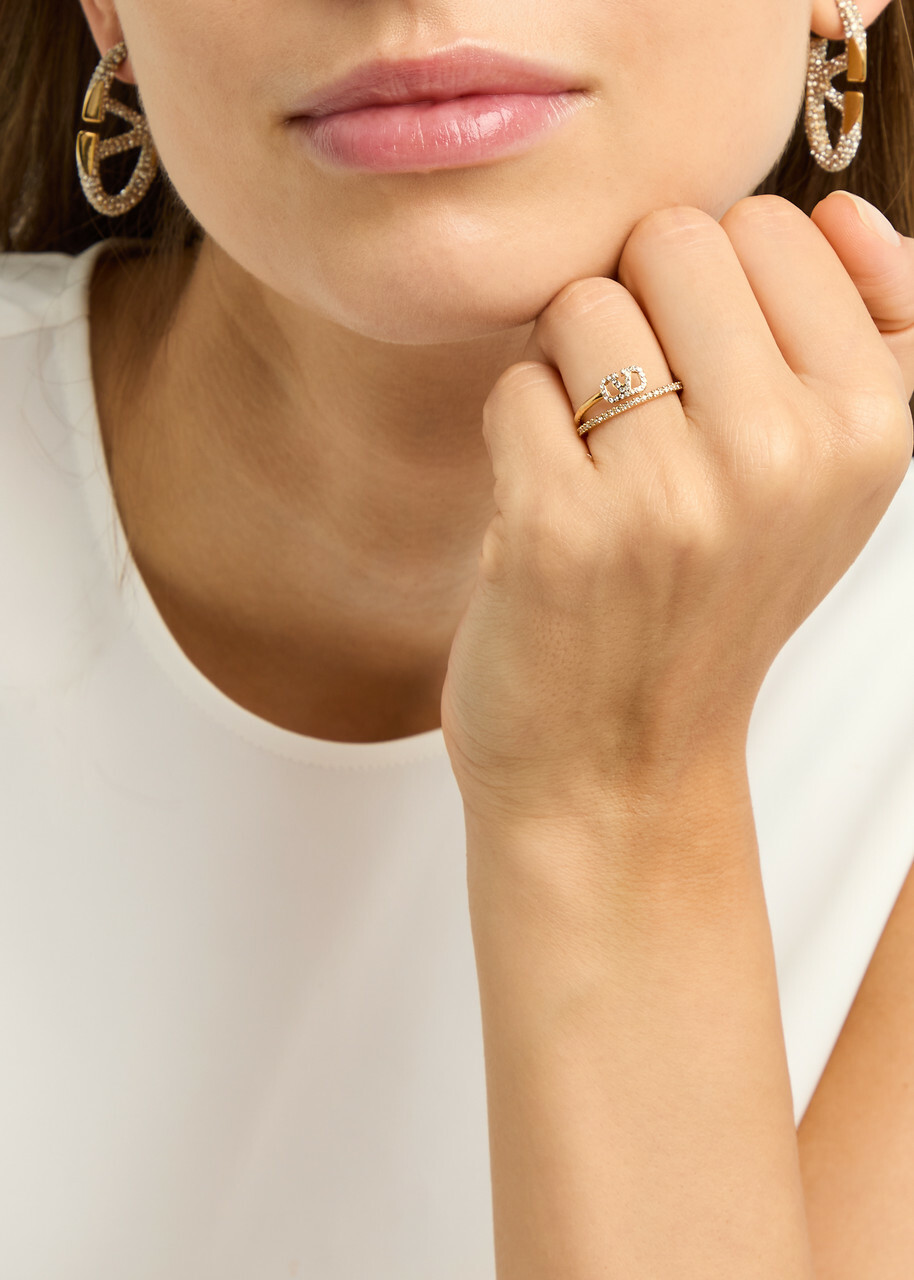 Valentino Garavani VLogo Crystal-embellished Ring Gold