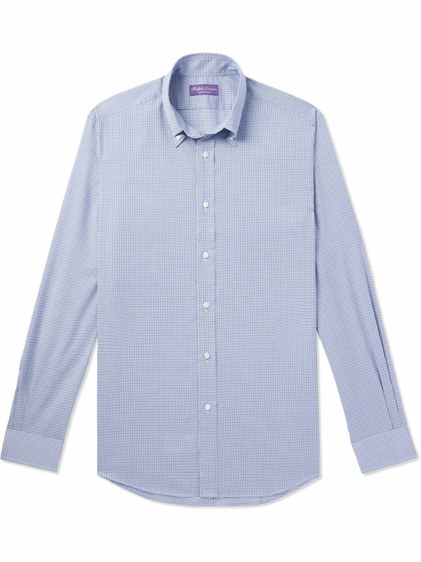 Photo: Ralph Lauren Purple label - Gingham Cotton-Poplin Shirt - Blue