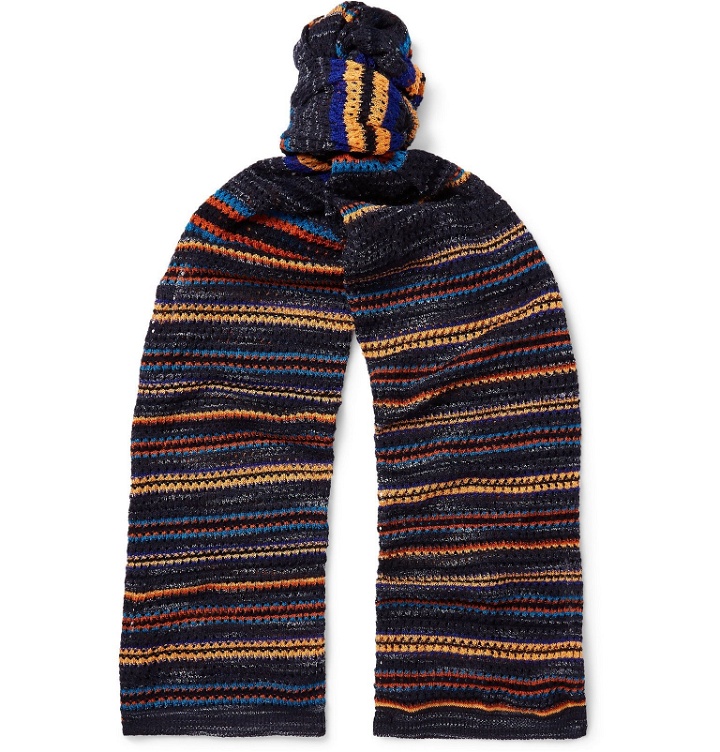 Photo: Missoni - Striped Crochet-Knit Cotton-Blend Scarf - Multi