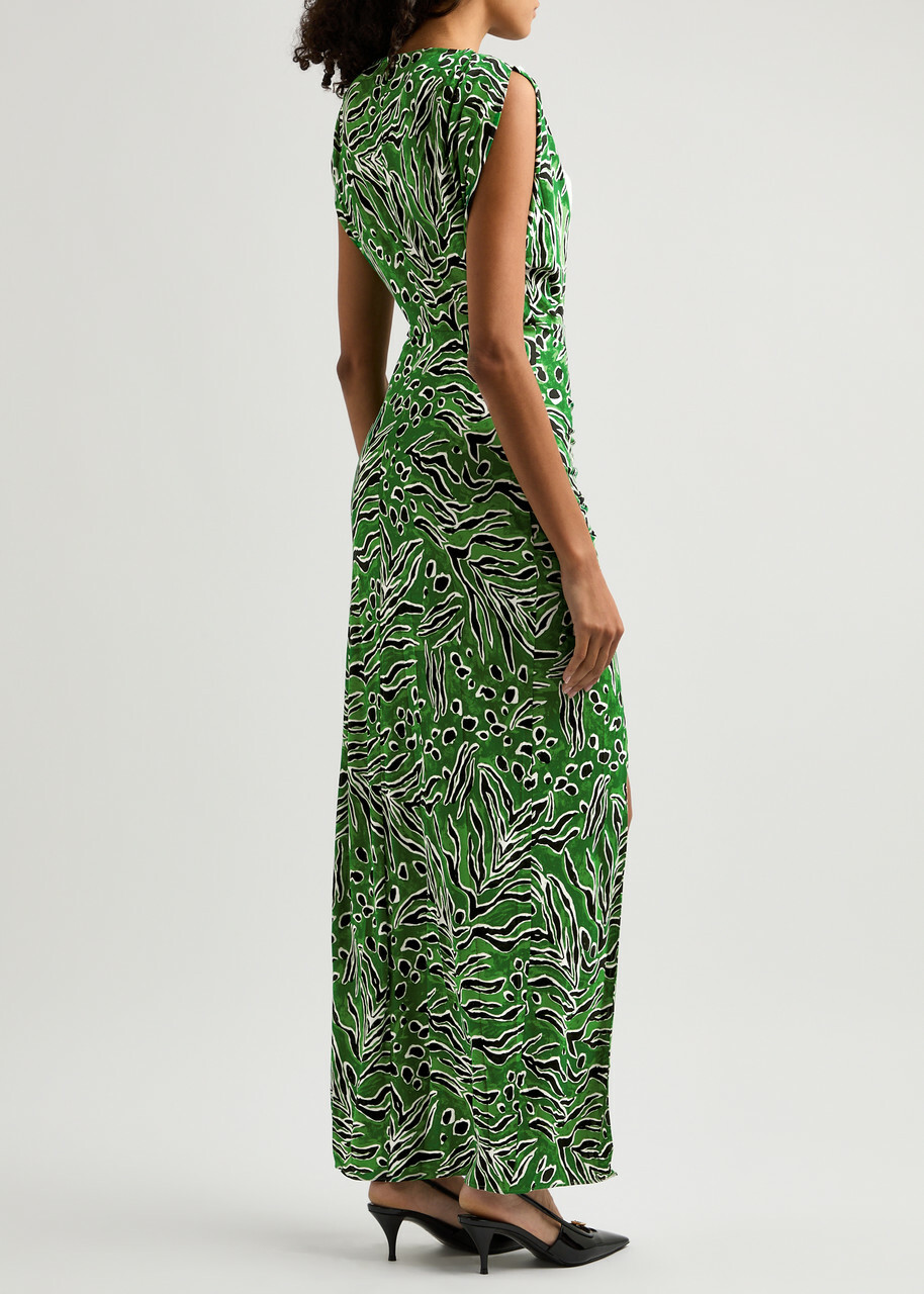 Diane Von Furstenberg Gertrude Printed Jersey Maxi Dress Green Diane von  Furstenberg