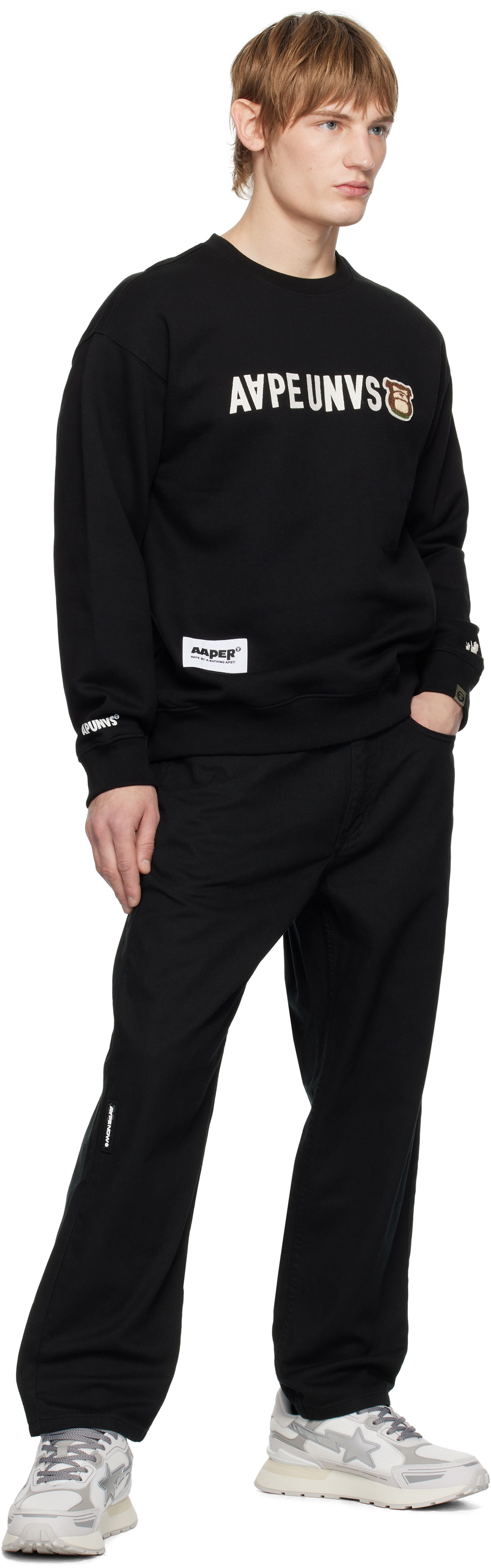 AAPE by A Bathing Ape Black 'AAPER' Crewneck Sweatshirt AAPE by A ...