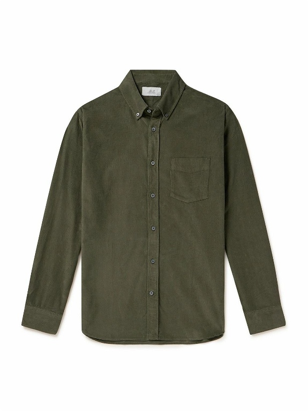 Photo: Mr P. - Button-Down Collar Garment-Dyed Cotton-Corduroy Shirt - Green