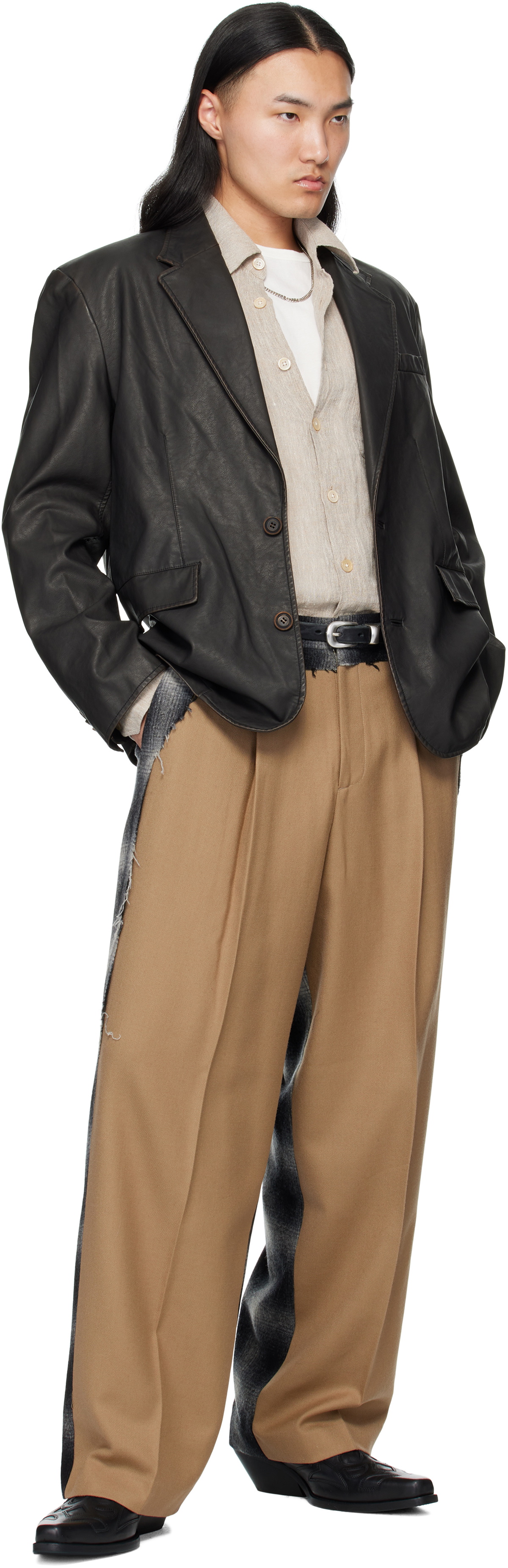 MMIC Beige Paneled Trousers