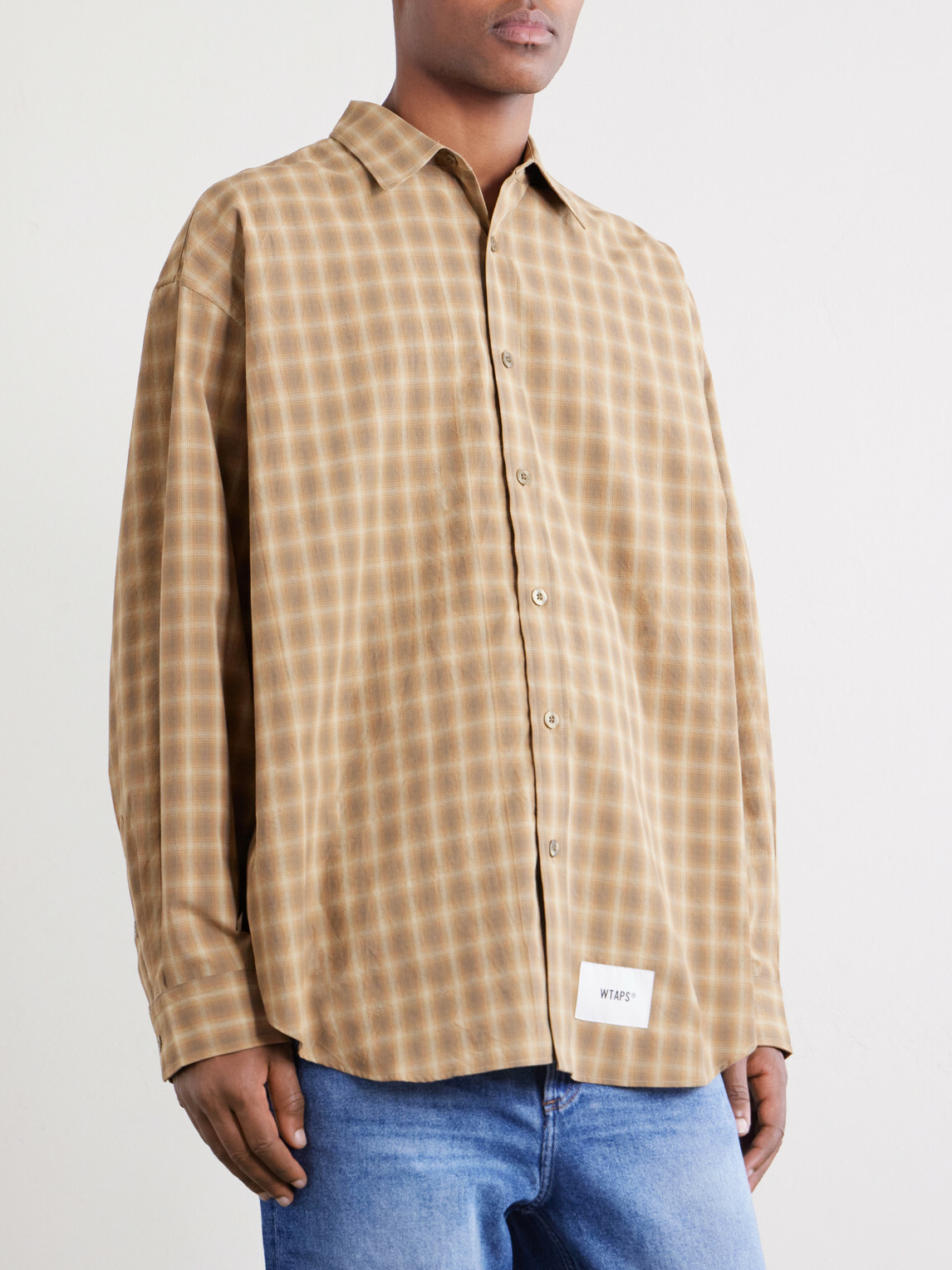 WTAPS - Logo-Appliquéd Checked Woven Shirt - Brown