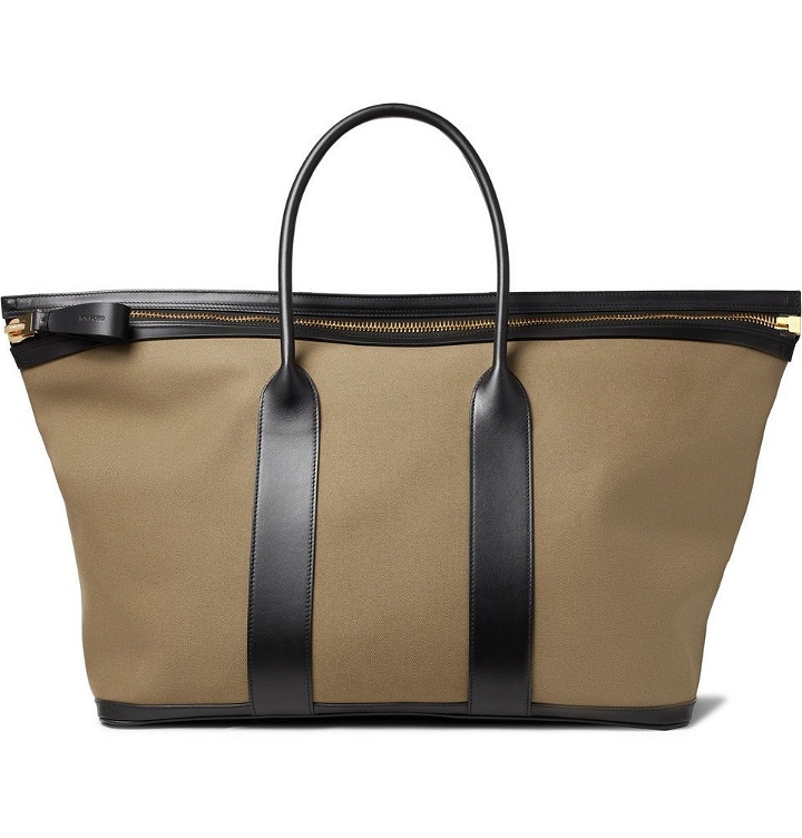 Photo: TOM FORD - Leather-Trimmed Canvas Holdall - Men - Green