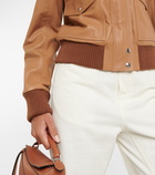 Loewe - Shearling-collar leather bomber jacket