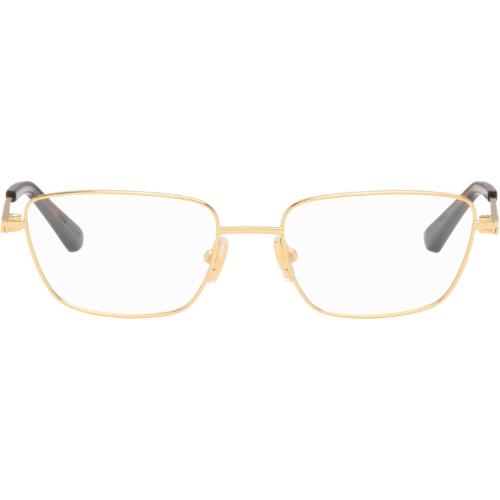 Photo: Bottega Veneta Gold Rectangular Ribbon Glasses