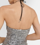 The Attico Alix sequined tulle halter neck top