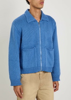 Cherry Los Angeles 5 Star Logo-intarsia Cotton Cardigan Blue