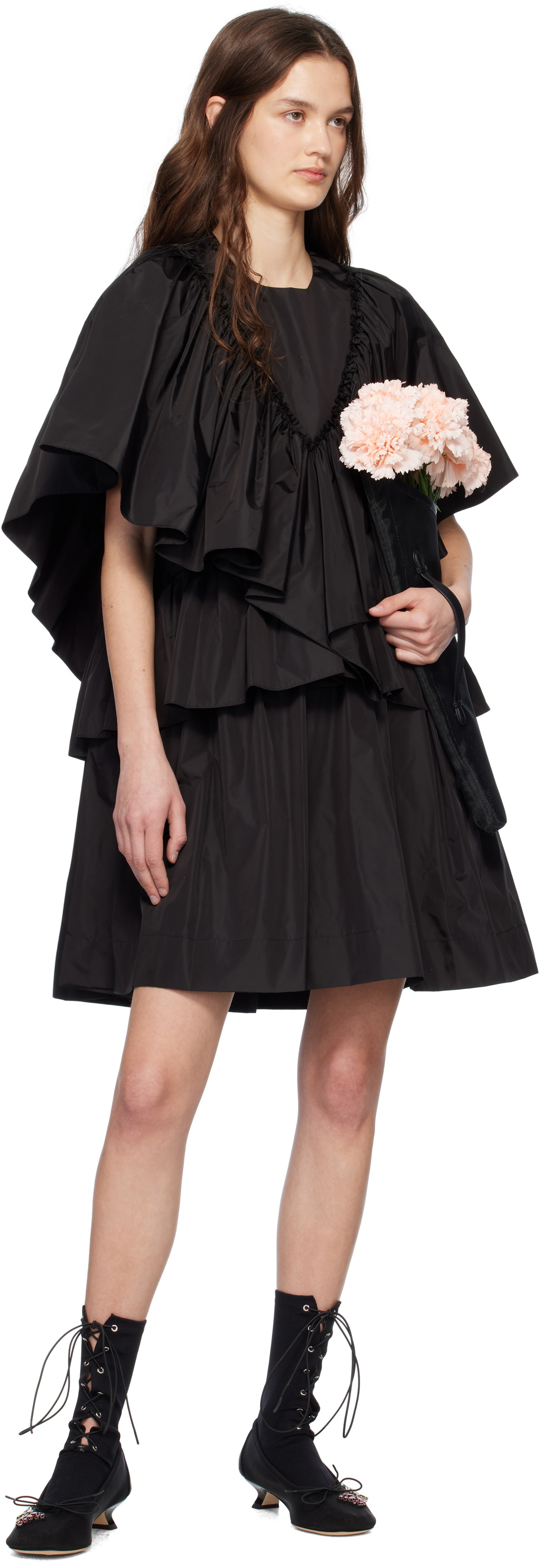 Simone Rocha Black Short Ruffle Minidress