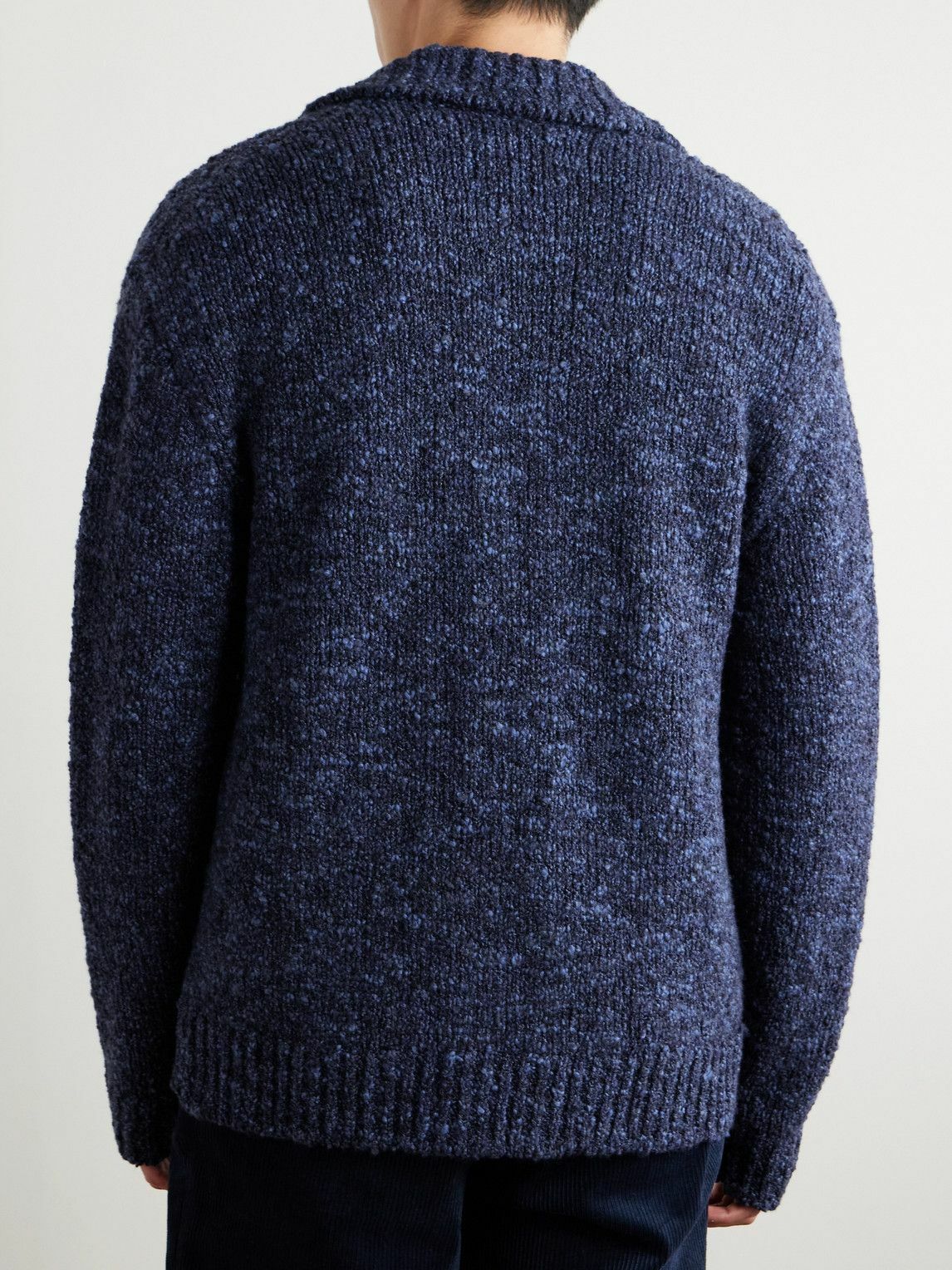 Mr P. - Wool-Blend Bouclé Cardigan - Blue