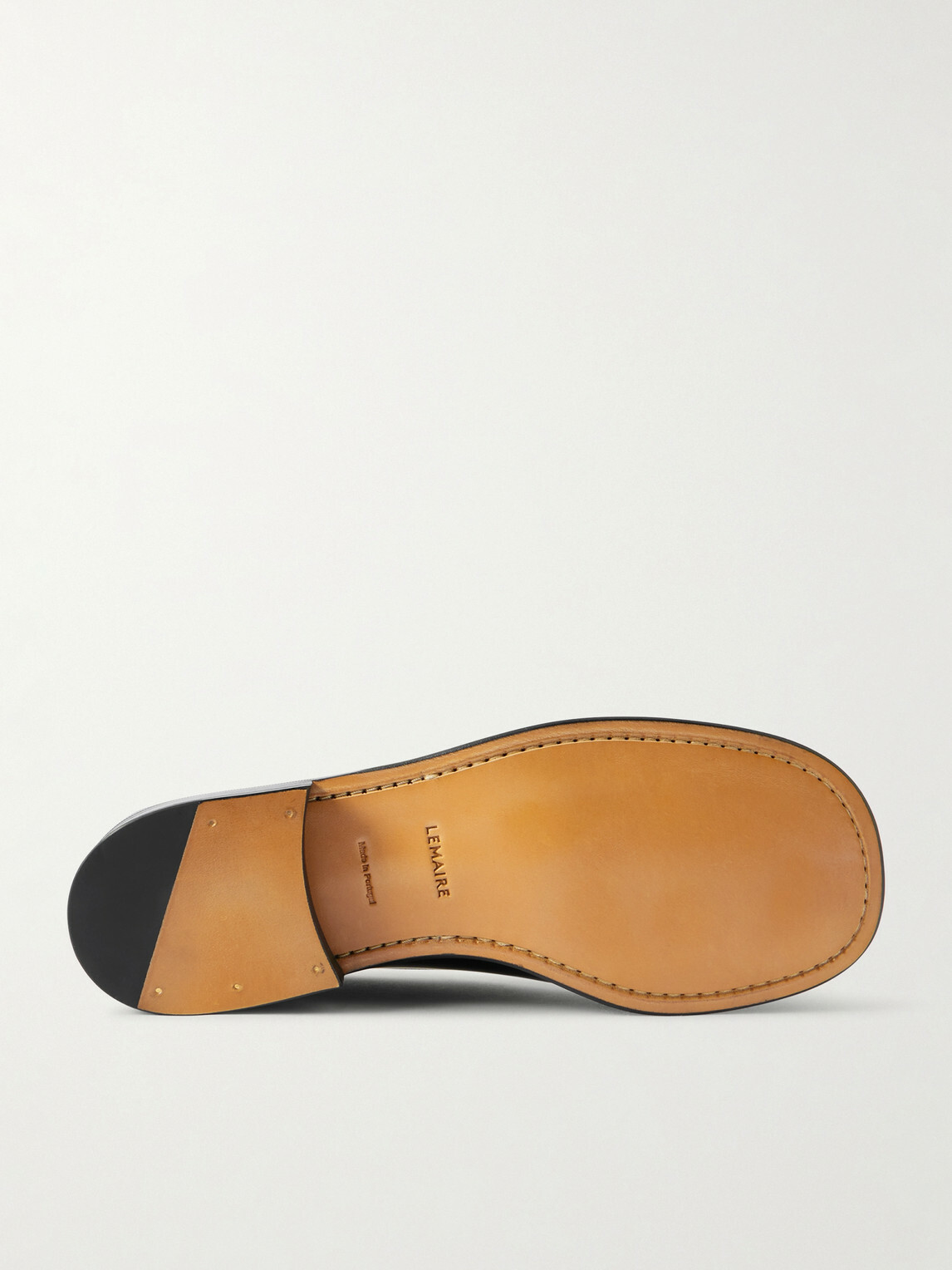 LEMAIRE - Glossed-Leather Loafers - Black