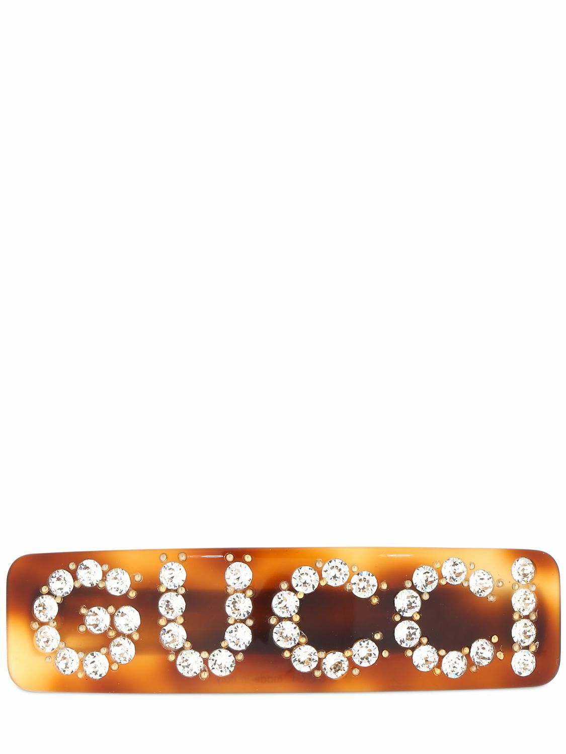 GUCCI - Crystal Logo Hair Barrette Gucci