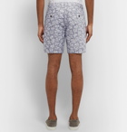 Club Monaco - Baxter Slim-Fit Printed Linen and Cotton-Blend Twill Shorts - Blue