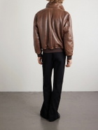 SAINT LAURENT - Leather Bomber Jacket - Brown