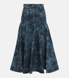 Erdem - Lacey floral denim midi skirt