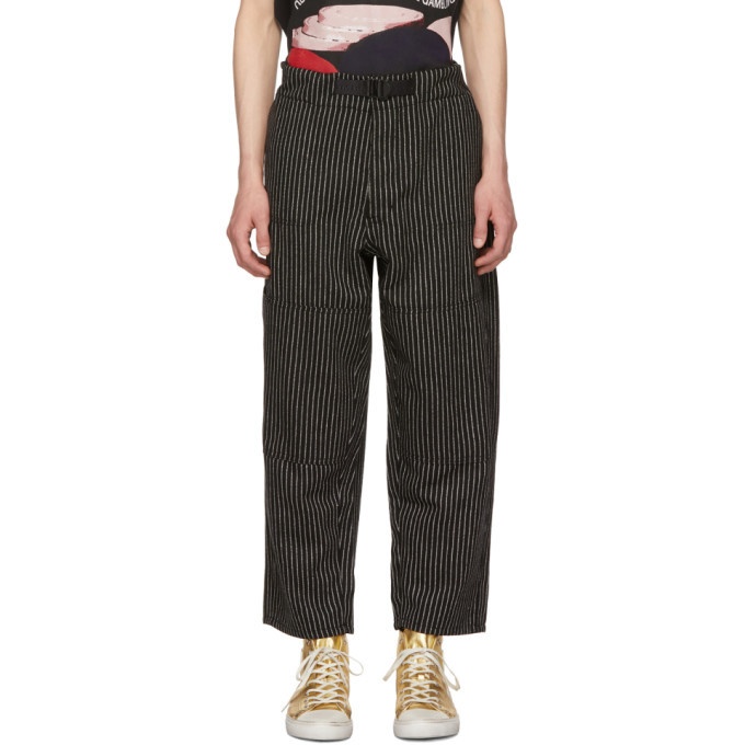 Photo: Enfants Riches Deprimes Black and White Striped Wool Japanese Railroad Trousers