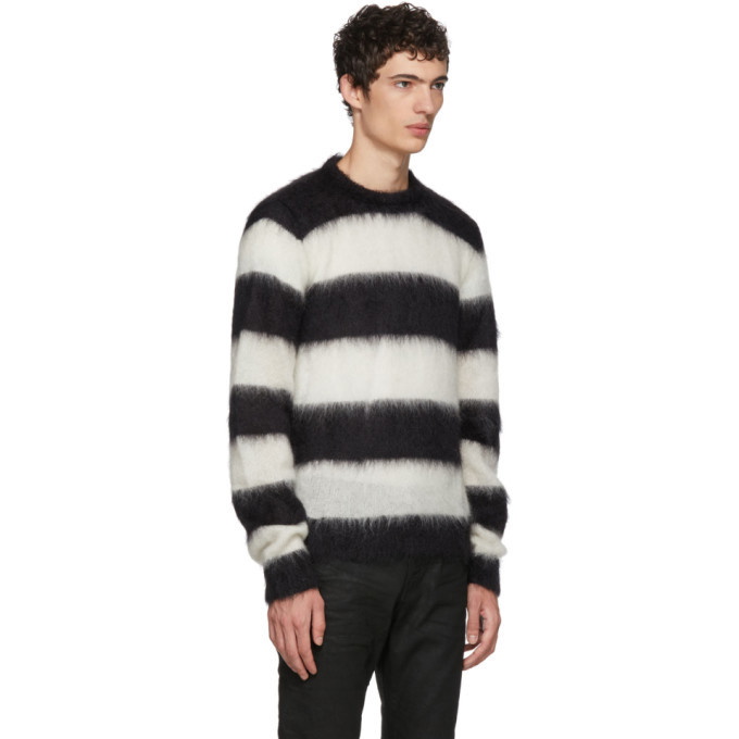Saint Laurent Black and White Striped Mohair Sweater Saint Laurent