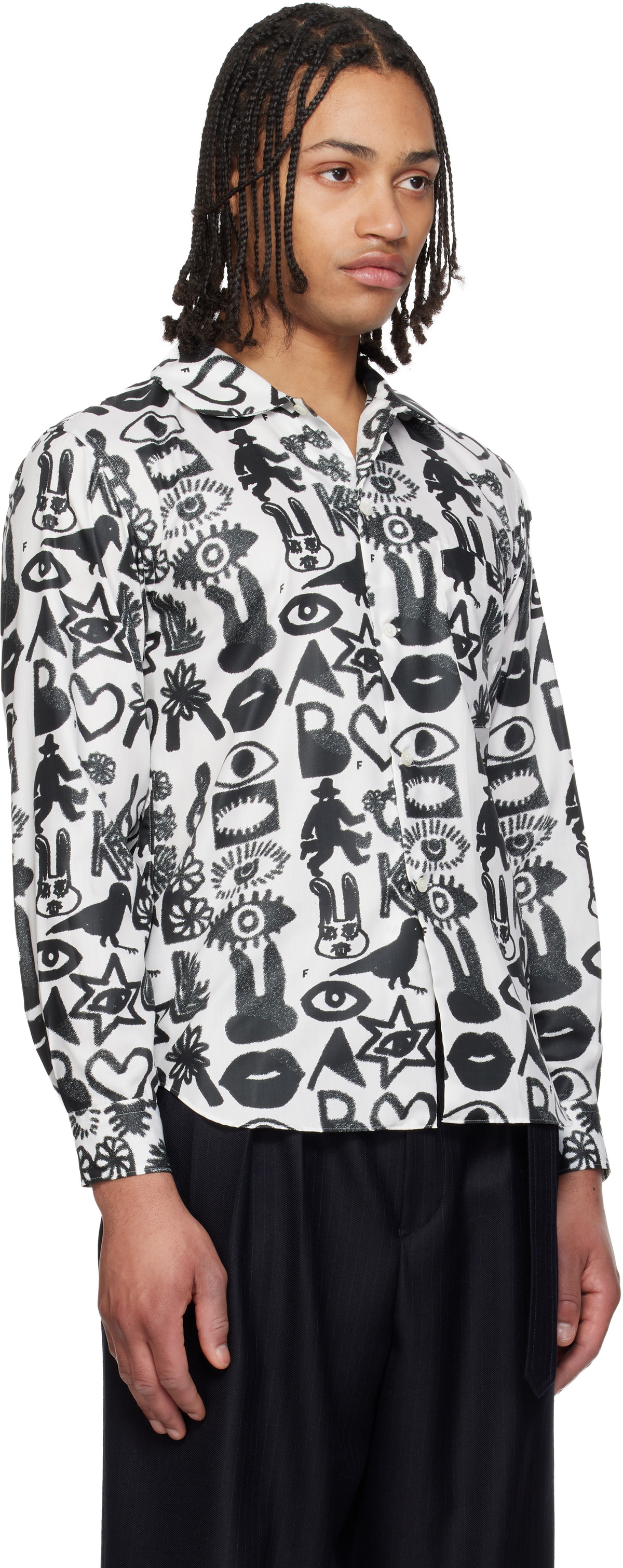 Black Comme des Garçons Black & White Broad Filip Pagowski Print Shirt