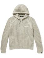 Rag & Bone - Logo-Embroidered Ribbed-Knit Zip-Up Hoodie - Gray