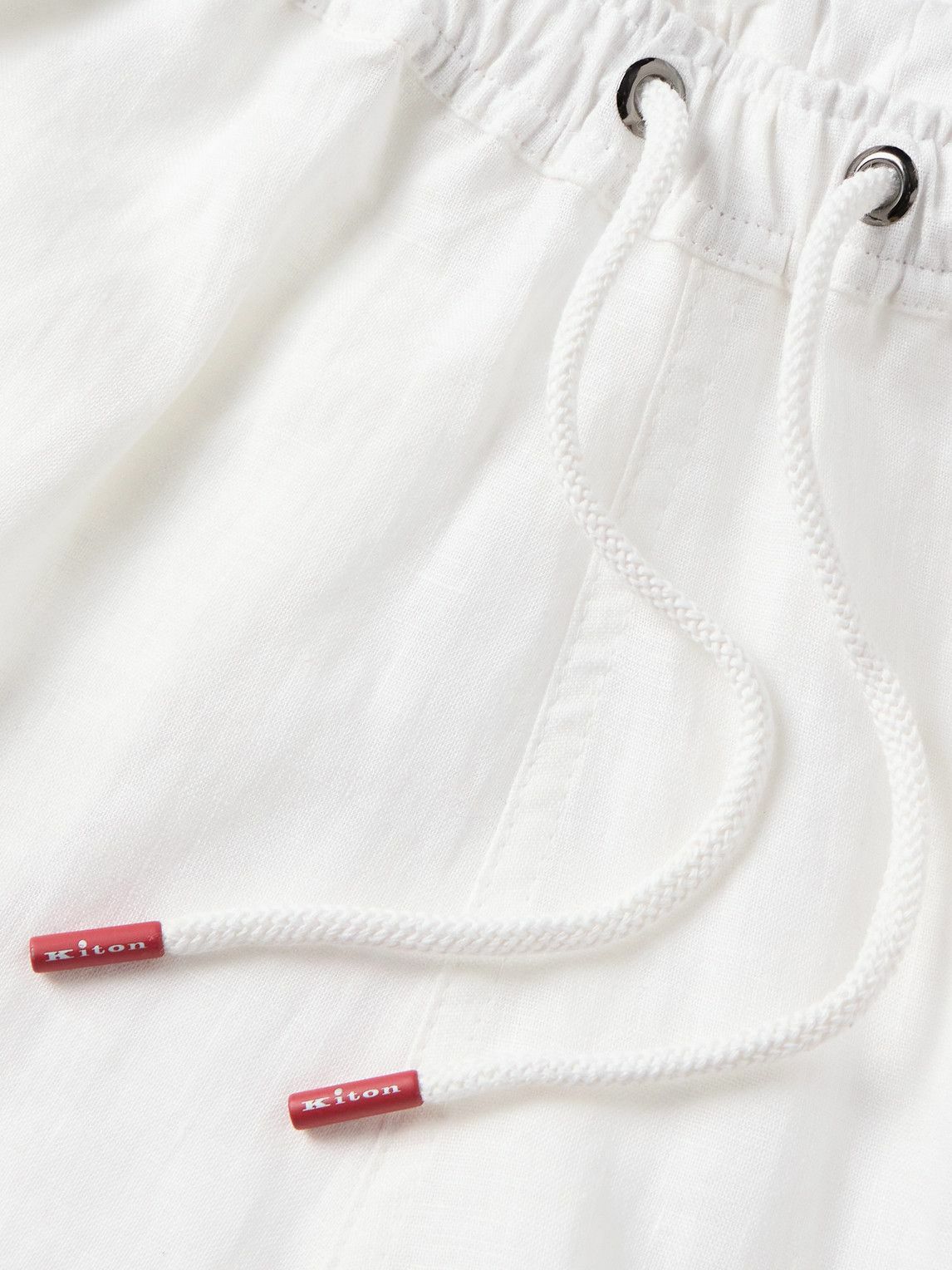 Kiton - Slim-Fit Linen Drawstring Shorts - White