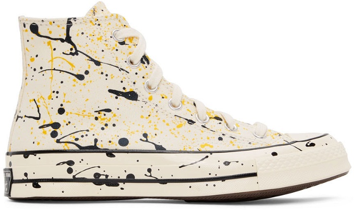 Photo: Converse Off-White Paint Splatter Chuck 70 Hi Sneakers