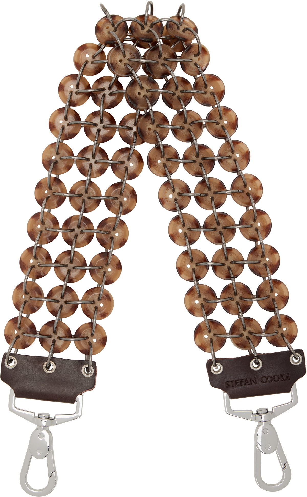 Stefan Cooke Brown Short Button Bag Strap