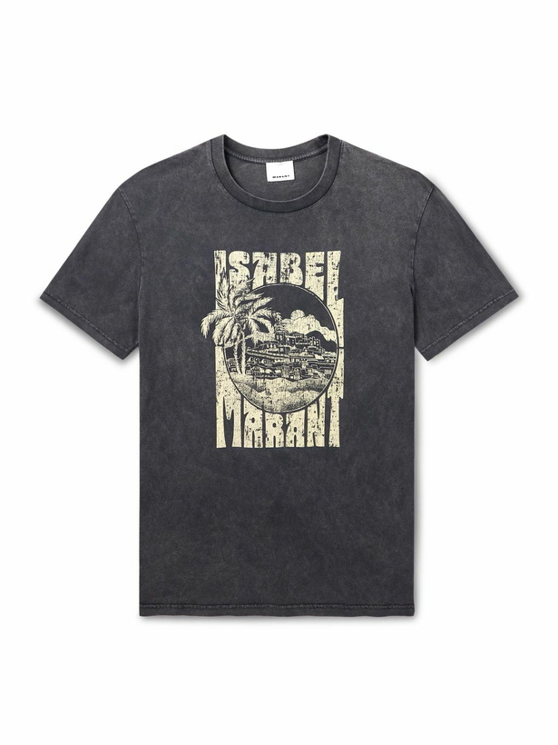 Photo: Marant - Honore Printed Cotton-Jersey T-Shirt - Gray