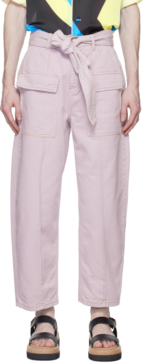 LUKHANYO . MDINGI Belted cotton-twill straight-leg pants