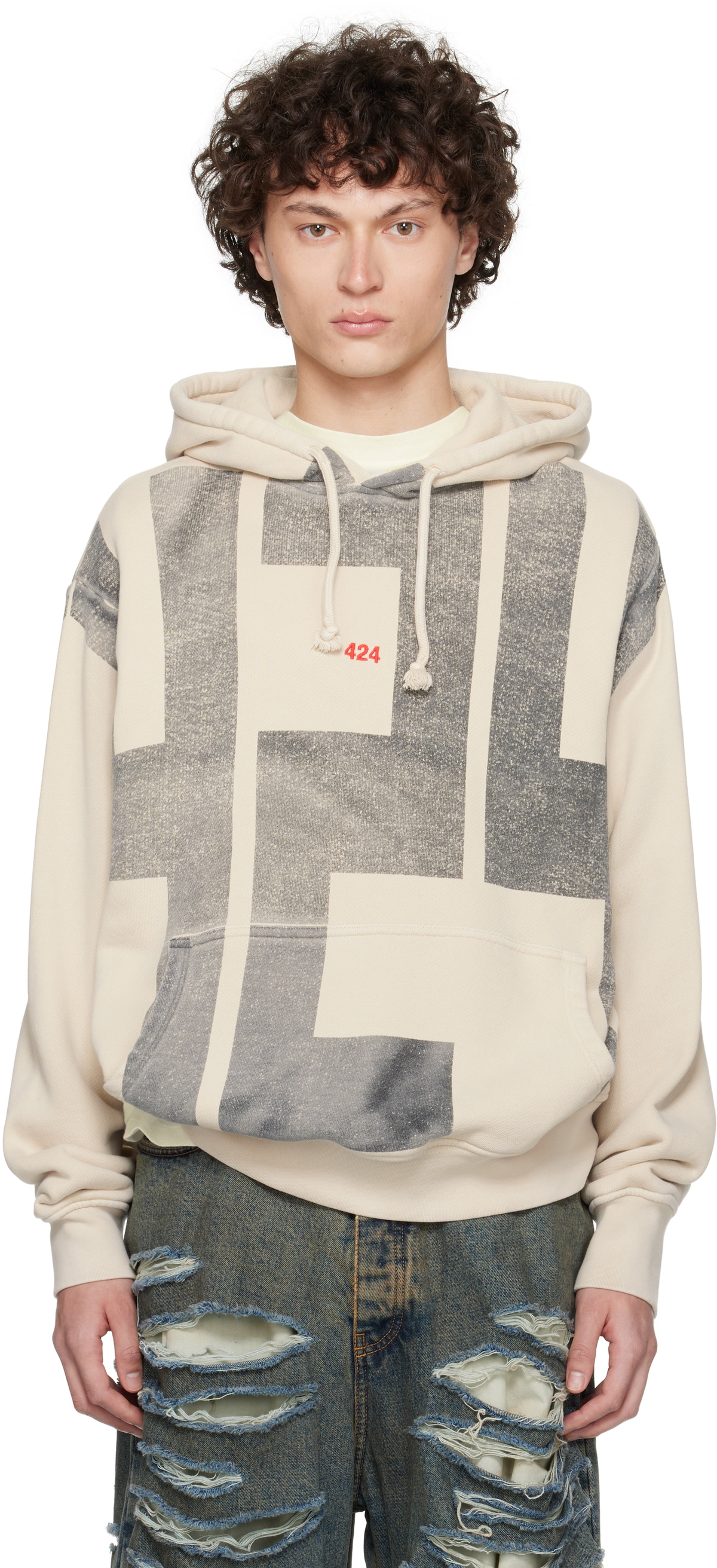 424 Black University Logo Hoodie 424