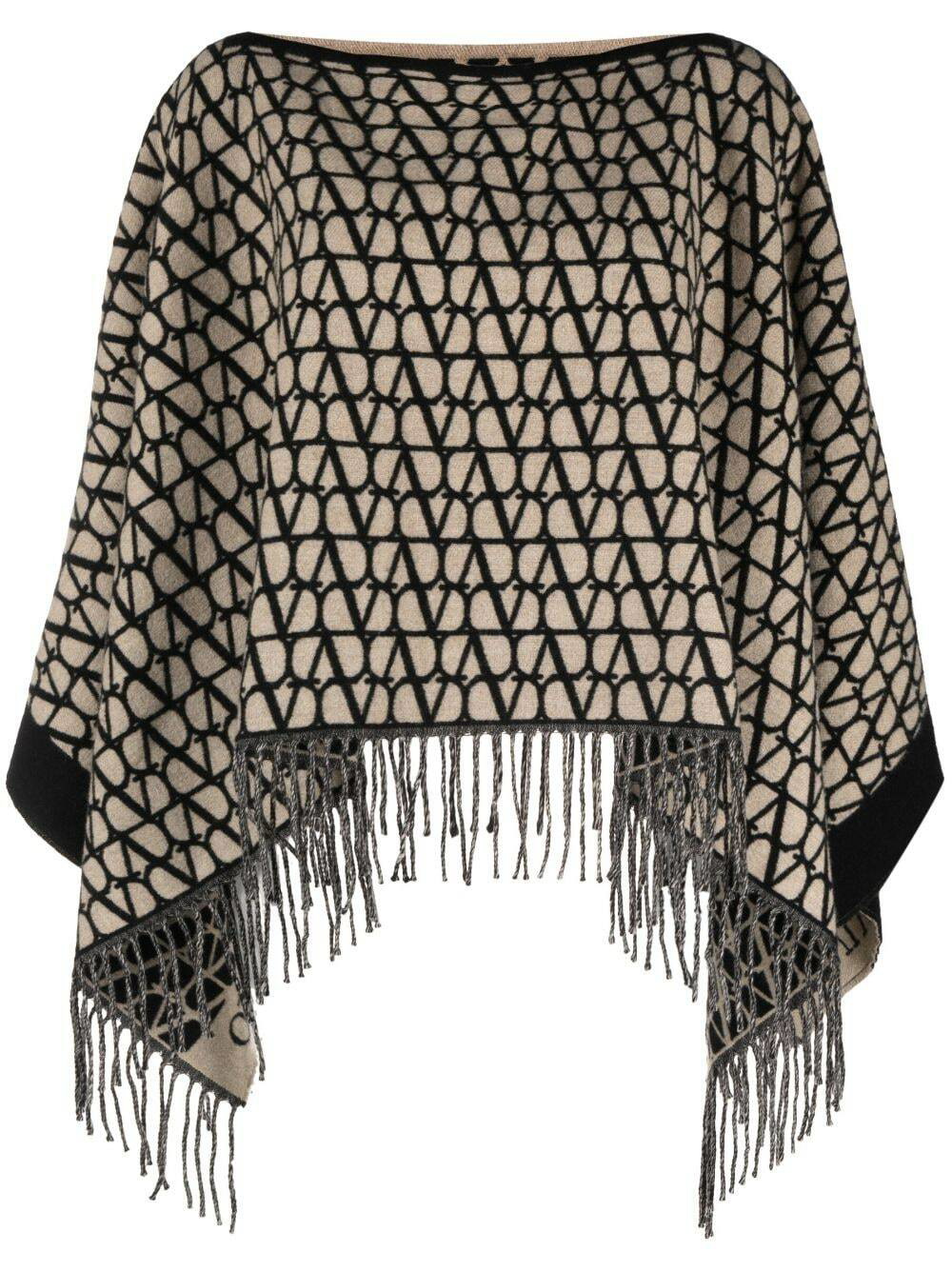 Toile Iconographe Wool Cape in Black - Valentino