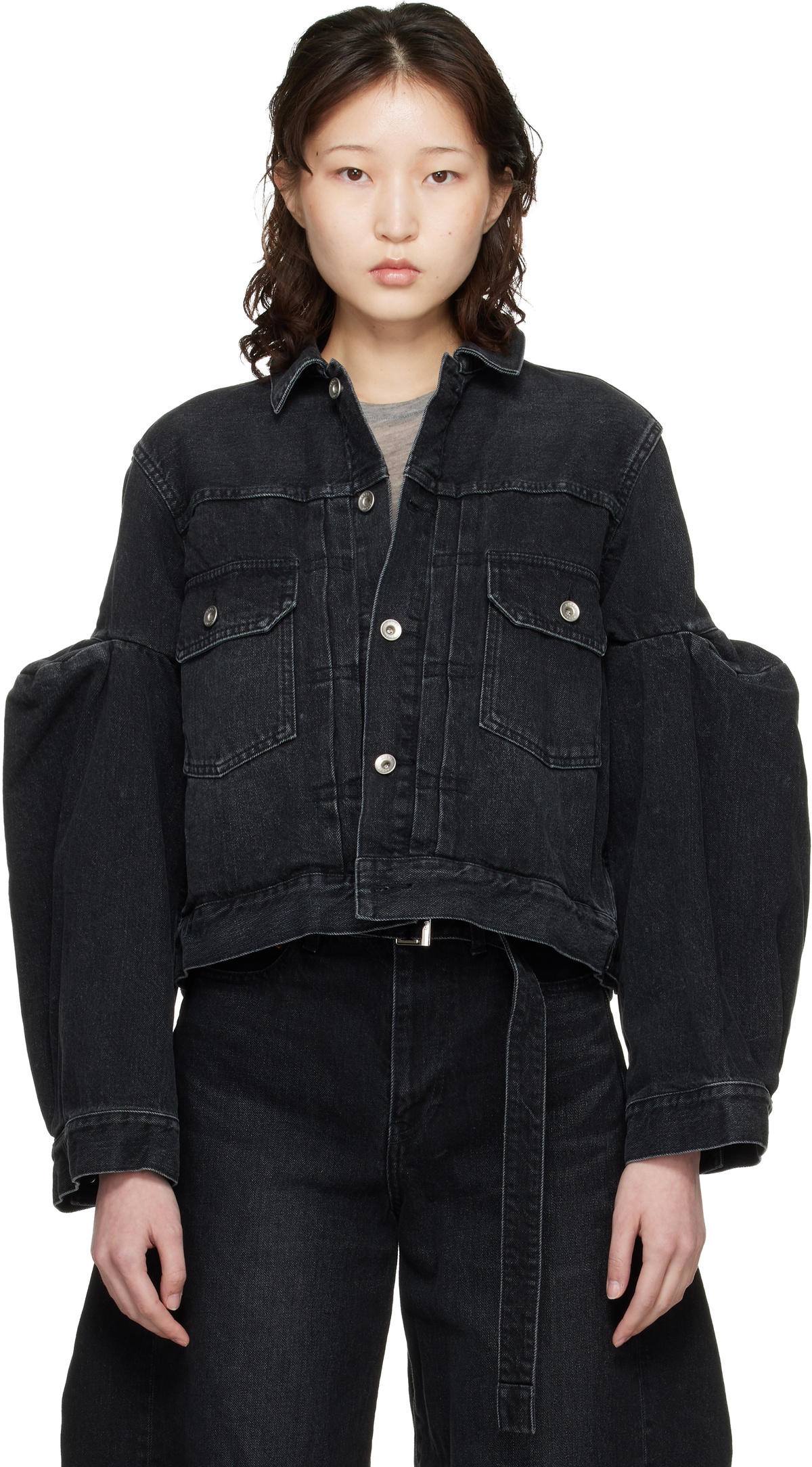 sacai Navy Wool Melton & Denim Jacket Sacai