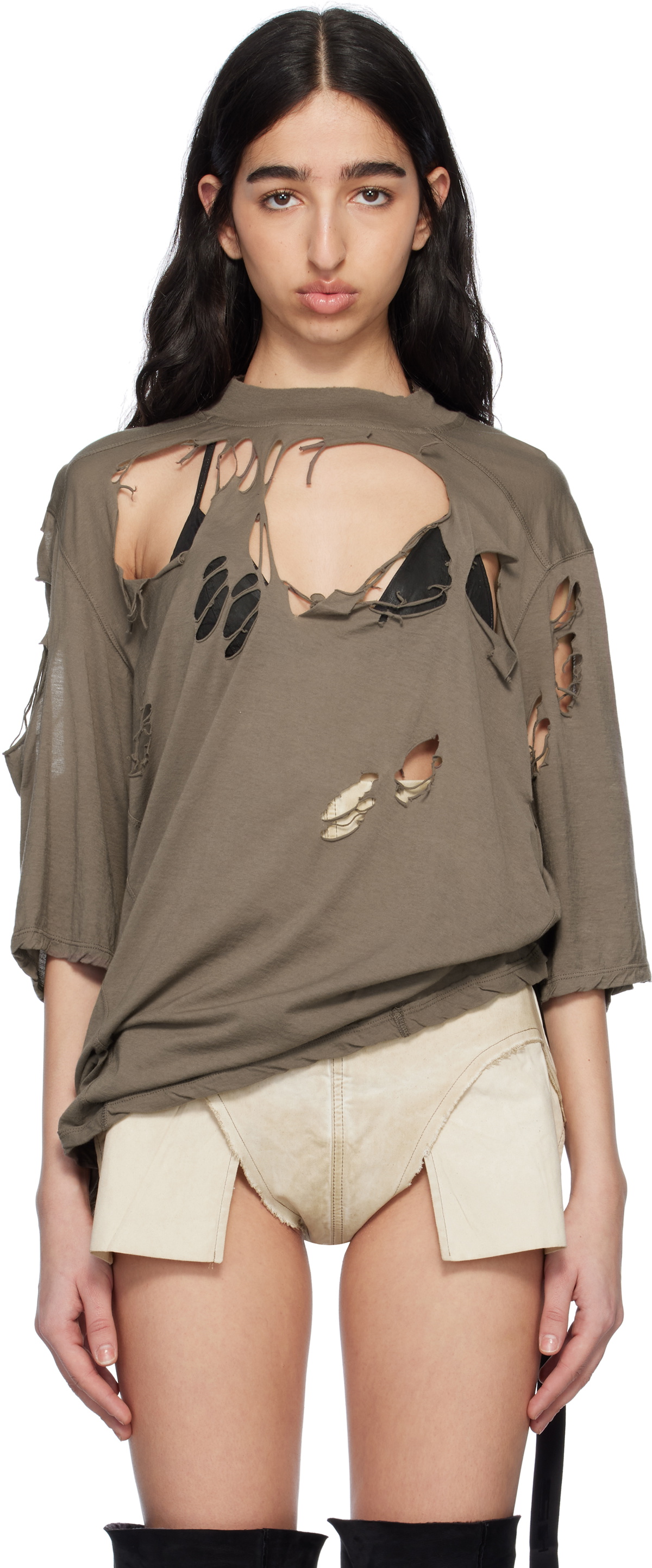 Gray Hollywood Walrus T-shirt by Rick Owens DRKSHDW on Sale