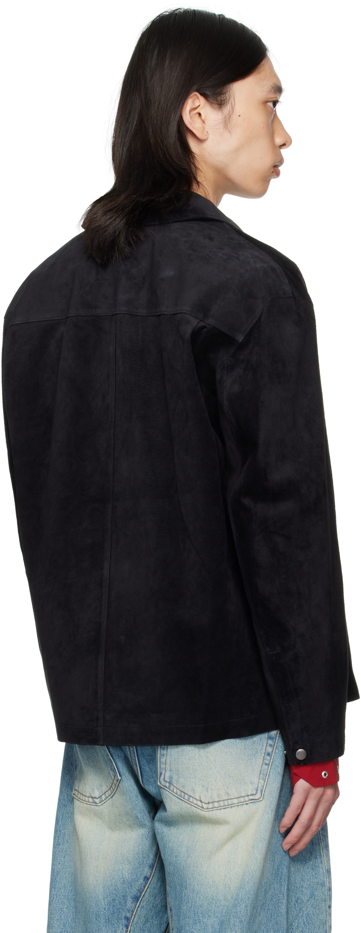 COOR Black Snap Button Suede Overshirt