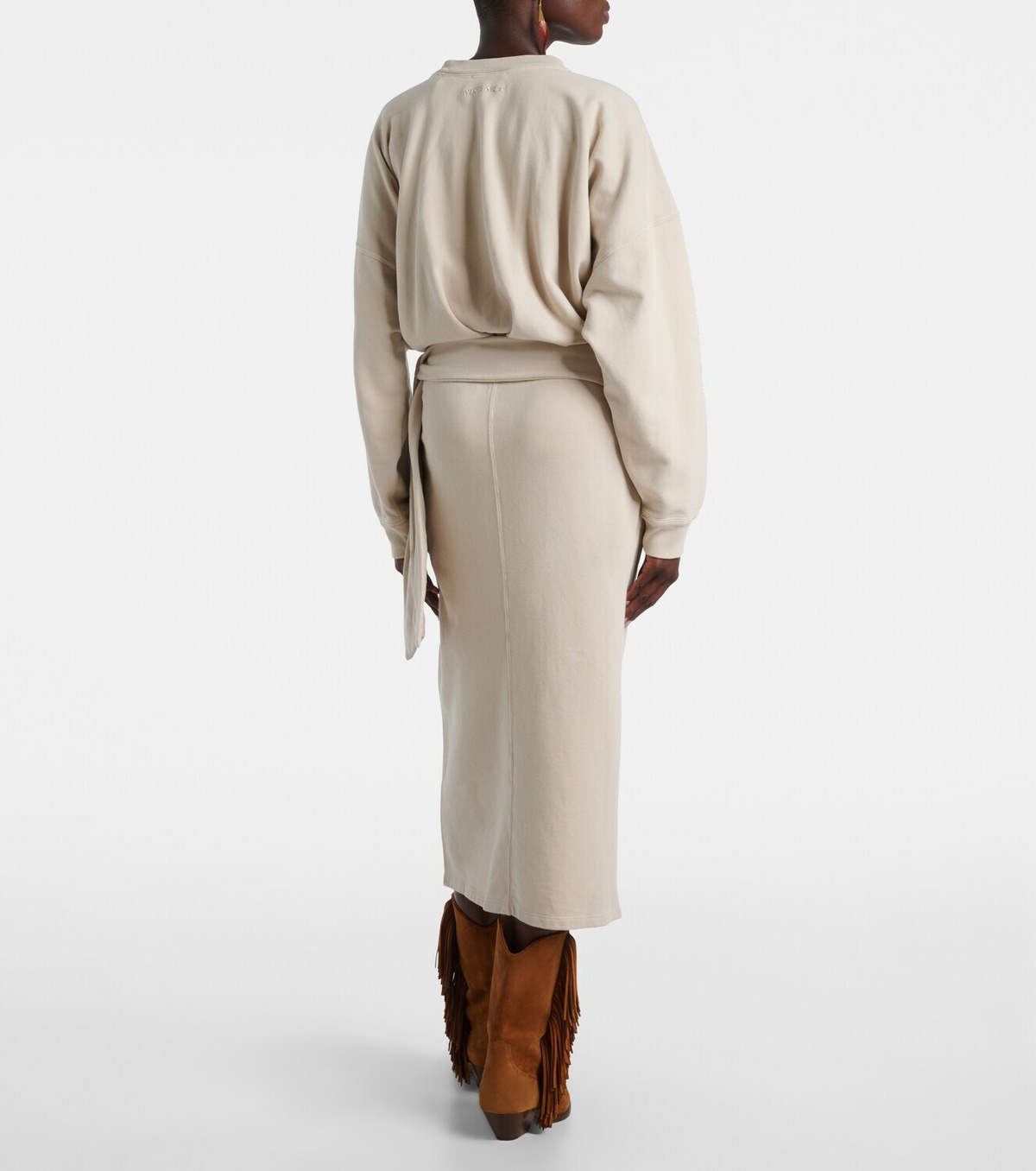 Marant Etoile Draped cotton jersey sweatshirt dress