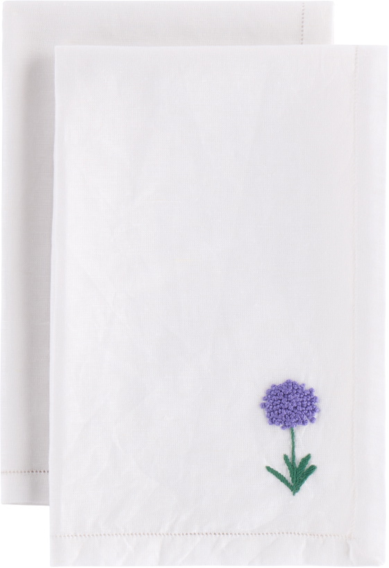 Photo: Gohar World Two-Pack White 'Á Jour & Flora' Embroidery Dinner Napkins