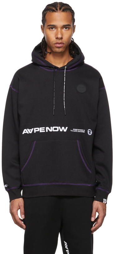 Photo: AAPE by A Bathing Ape Black Contrast Stitch Logo Hoodie