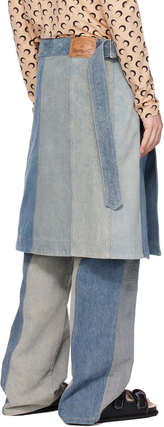 Marine Serre Blue Printed Denim Skirt