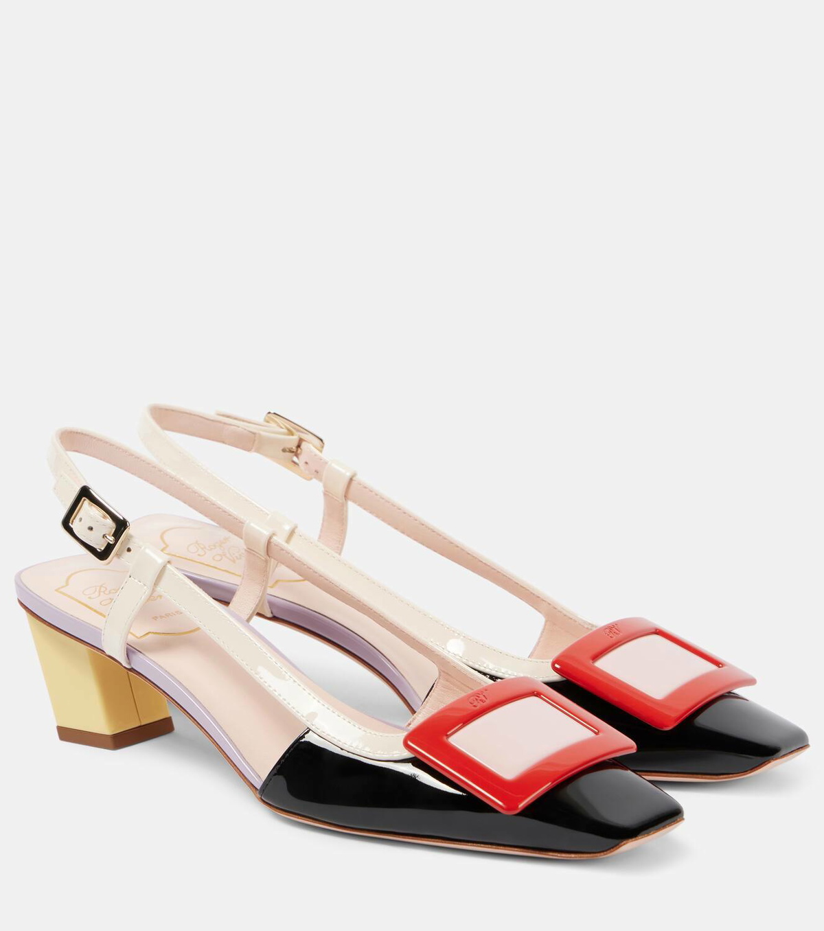 Roger Vivier Belle Vivier 45 patent leather slingback pumps