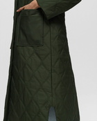 Ganni Quilt Long Coat Green - Womens - Coats