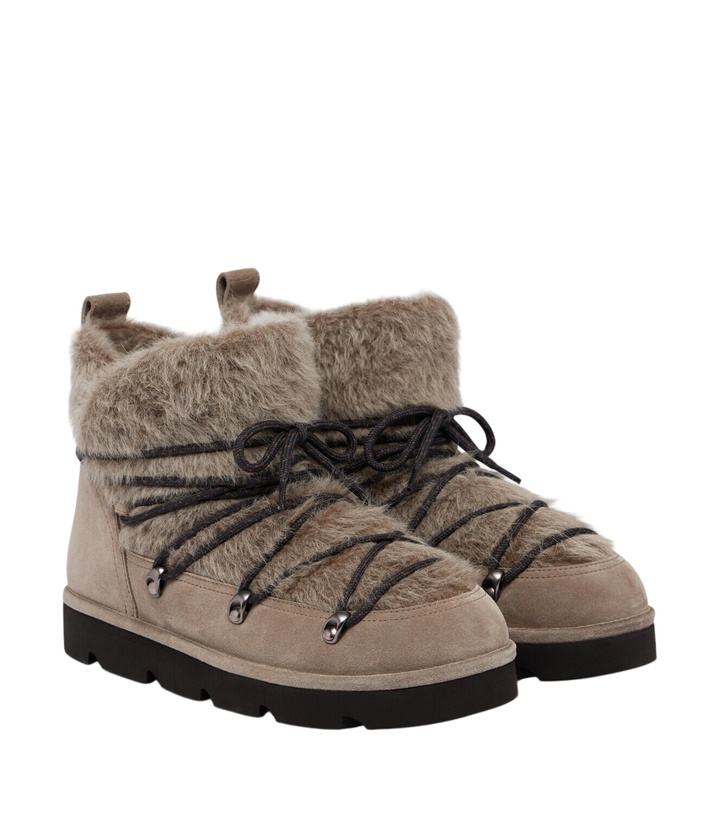 Photo: Brunello Cucinelli Shearling and suede snow boots