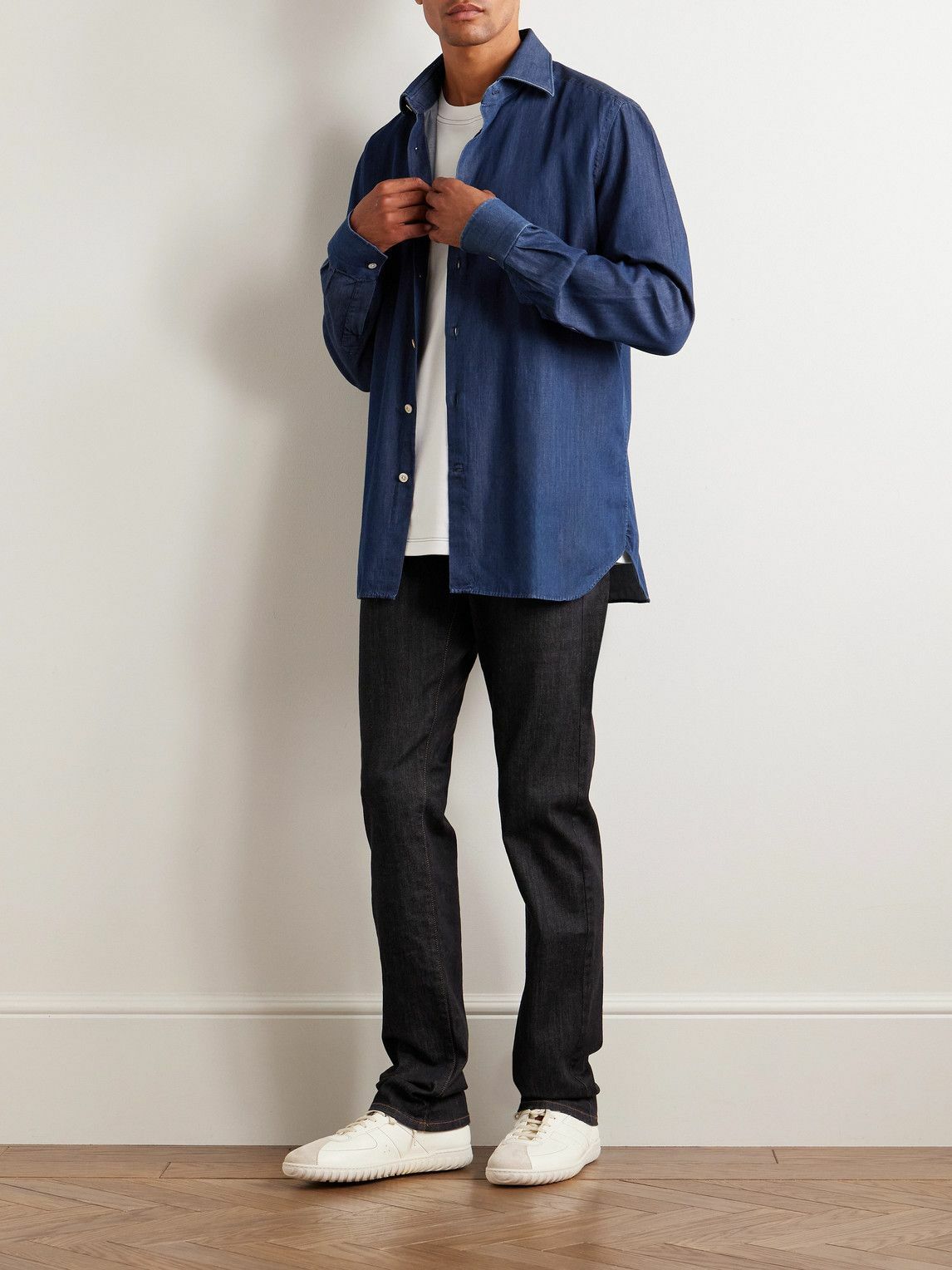 Kiton Blue Cotton T-Shirt