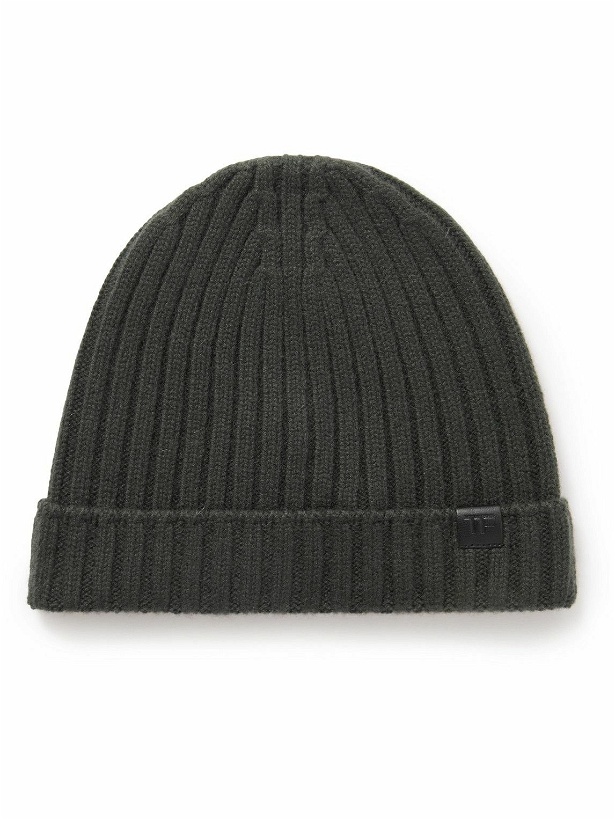 Photo: TOM FORD - Ribbed Cashmere Beanie - Green