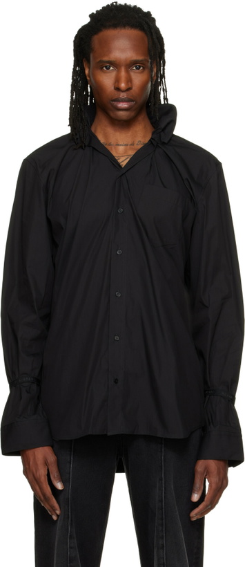 Photo: ALAINPAUL Black Elasticated Collar Shirt